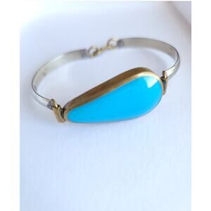Blue Glass Pendant Cuff Handmade